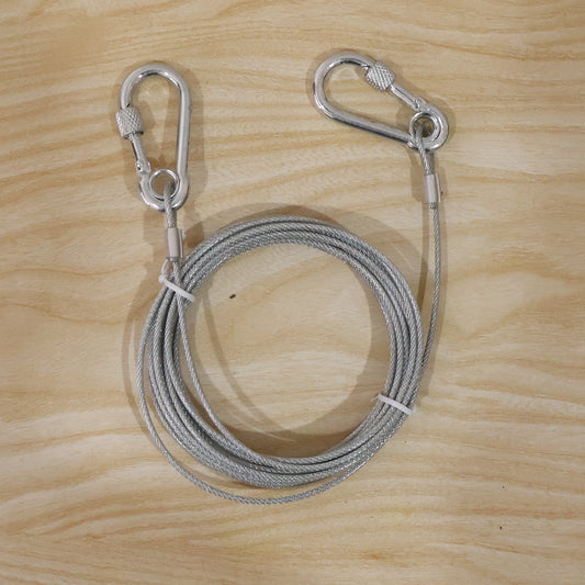 Heavy Duty Steel Wire Rope 5 Meter Clothesline With Carabiner Hooks