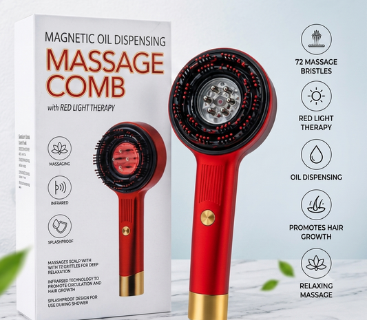 ScalpGlow™ 4-in-1 Electric Oil Dispensing Scalp Massager with Red Light Therapy.