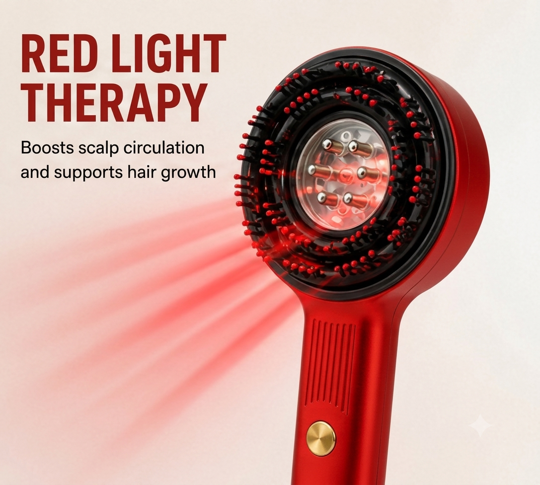ScalpGlow™ 4-in-1 Electric Oil Dispensing Scalp Massager with Red Light Therapy.