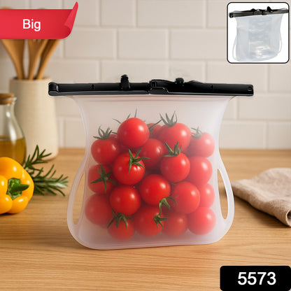 Reusable Silicone Food Storage Bag Set Leakproof Lock Reusable Flat Bottom Freezer Bags Sandwich Bags Silicone Food Grade Kids Snack Bags Bpa Free Microwave Dishwasher Safe (1 Pc)